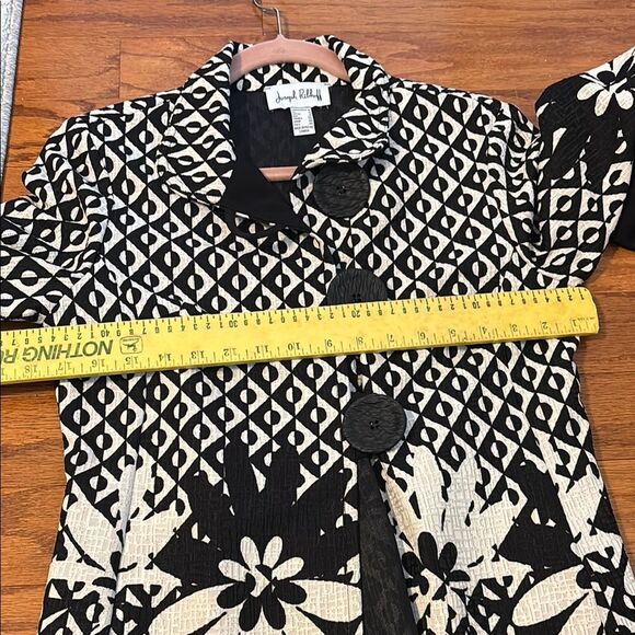 Joseph Ribkoff Black and White Blazer with Geometric and Floral Patterns - Picture 11 of 12